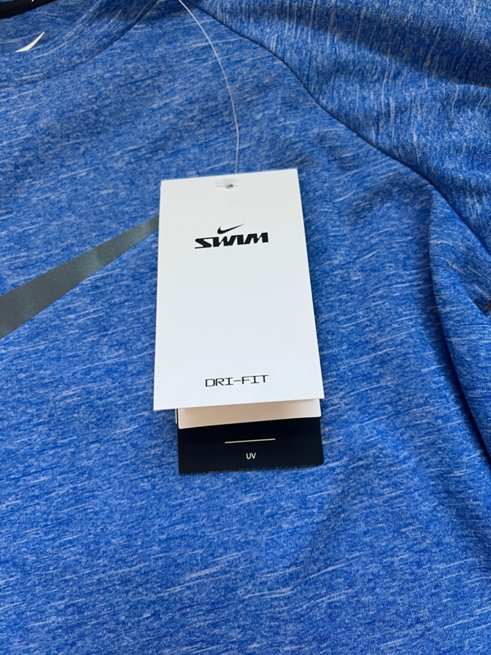 Nike Blue Heather Long Sleeve Dri-FIT Tee with Silver Swoosh - Picture 3 of 5